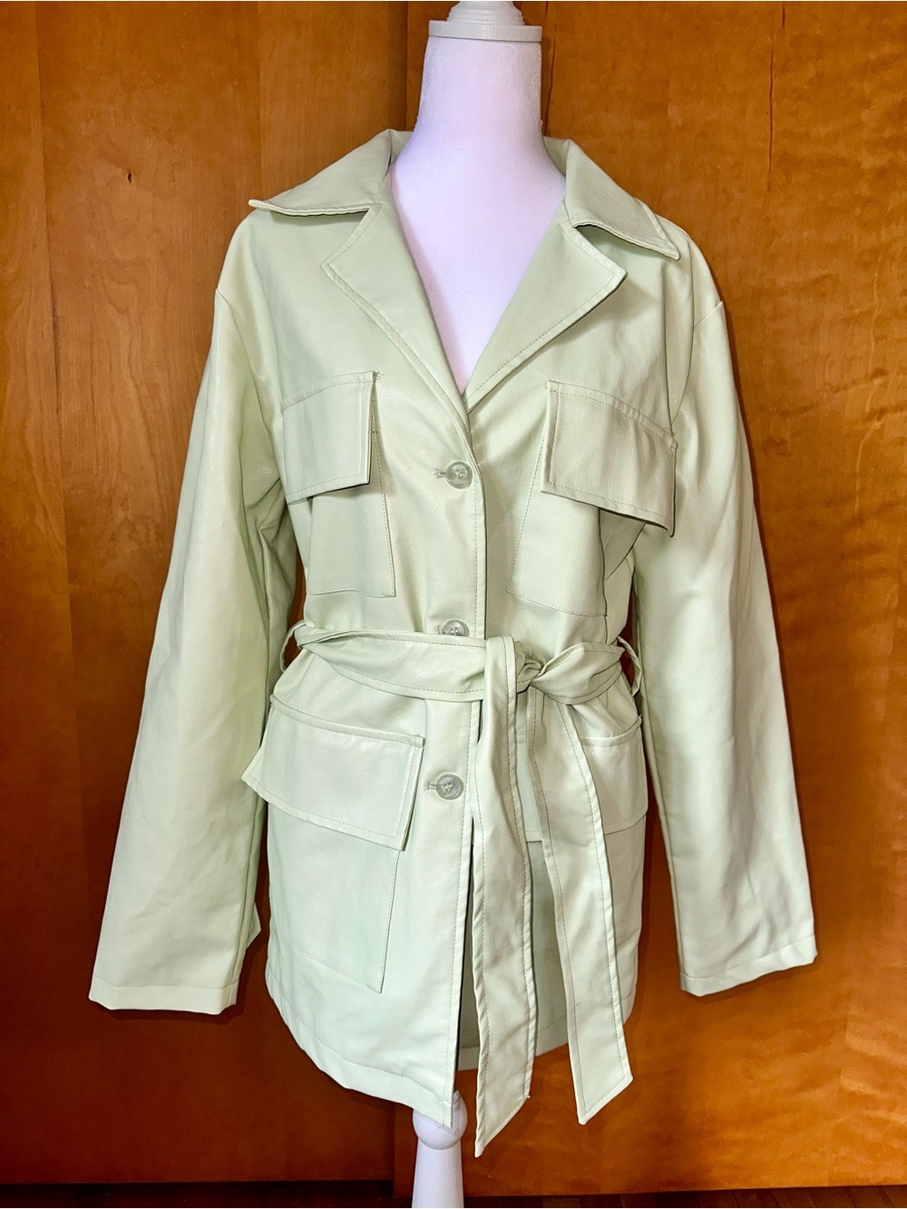 Light Sage Utility Jacket with Tie Waist